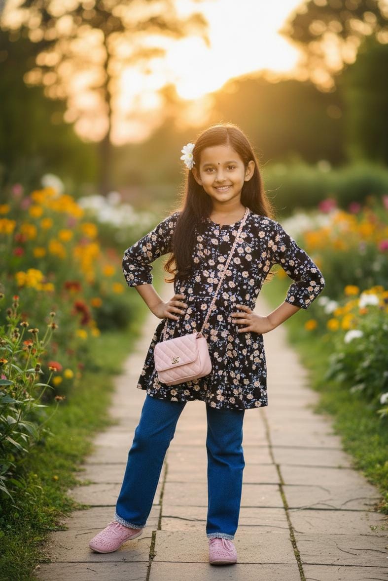 Girls trendy top& Denim pant