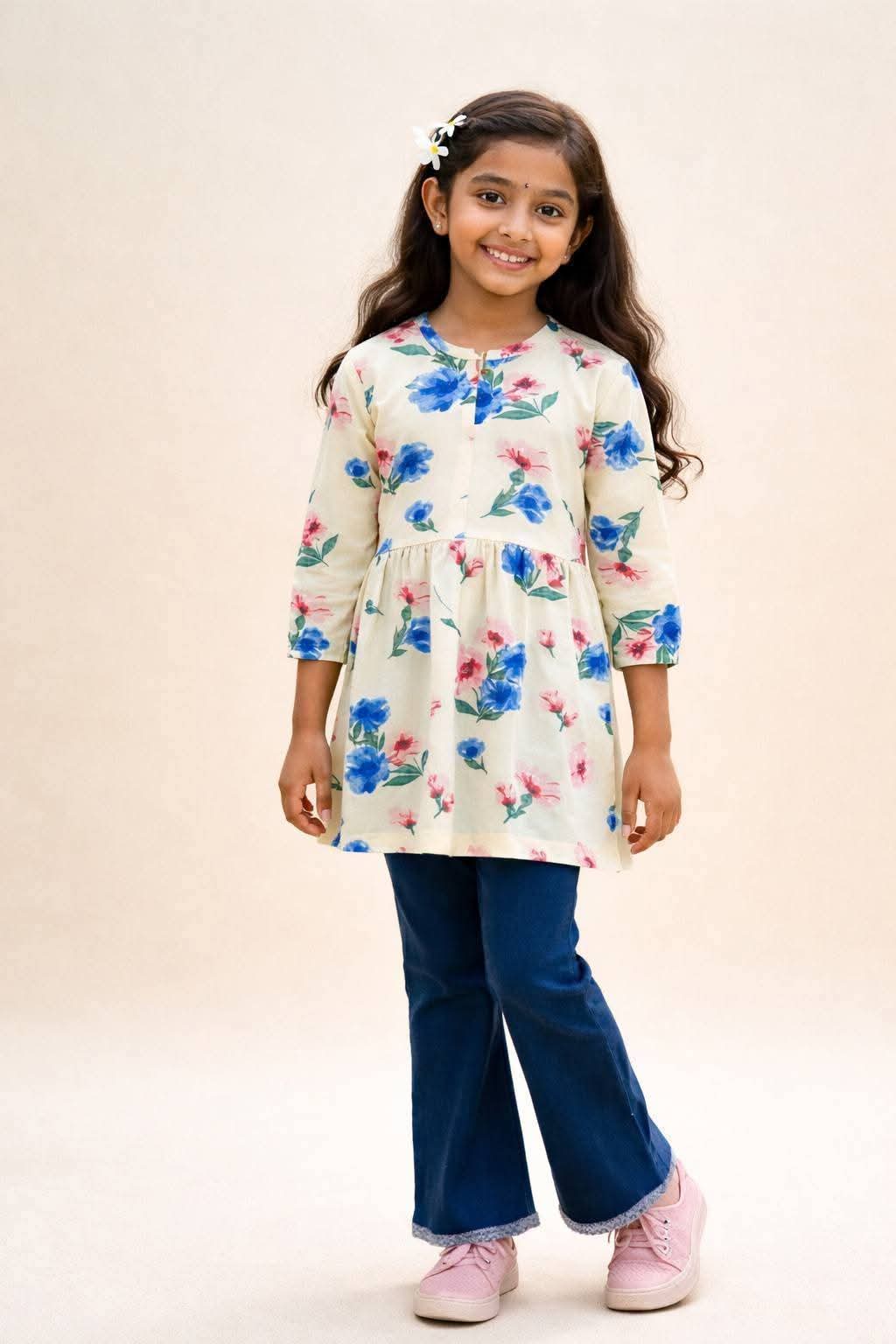 Girls trendy top& Denim pant